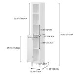 66.92" Tall Bathroom Storage Cabinet with Adjustable Shelves,1 Doors Freestanding Cabinet with Anti-Tip, Open compartments, for Home, Small Spaces, Bathroom,Kitchen, Living Room, White - Image 8