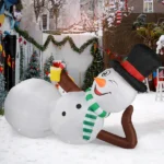 9.8 FT Lighted Christmas Inflatable Decoration, Large Inflatable Lying Snowman, Funny Blow Up Yard Decorations with Built-in LED Lights for Holiday Party Front Yard Lawn Garden Decor - Image 7