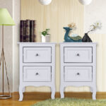 Oid Code 48714449/34800355 2pcs Country Style Two-Tier Night Tables Large Size White