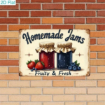CIFbuy Retro Homemade Jams Berry Metal Sign, Weatherproof Rustproof" UV Resistant Iron Wall Art, Art, 2D Flat Unframed Vintage Fruit Decor WeatherikTok, WeatherikTok, t Self-pickup Logiopics - Image 4