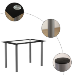 Same Code 02878244 5 Pieces Dining Table Set for 4, Kitchen Room Tempered Glass Dining Table, 4 Chairs, Black Table legs are silvery - Image 44