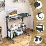 Black Wood Grain P2 15MM Particle Board with Melamine Coating Adjustable Computer Desk with 3 USB + 2 AC Outlets - Image 15