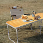 6ft Aluminum Alloy Folding Table wood grain color - Image 3