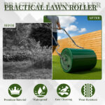 16in Heavy Duty Steel Lawn Roller, Garden Roller Can Be Filled with Water or Sand, Hand Roller with U-shaped Handle, Green & Black - Image 13