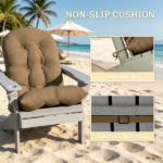 2-Pack Khaki Tufted High Back Chair Cushions Set Non-Slip Patio Furniture Pad for Outdoor Living Space Only seat cushion - Image 4