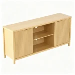 Not selling on Amazon Fluted Double Door Tall TV Stand for TVs up to 70 Inch, Mid Century Media Console Cabinet with Adjustable Open Storage Compartment, Wood Entertainment Center 58.07"L×15.75"D×24.80"H for Living Room Bedroom, Natural Wood - Image 10