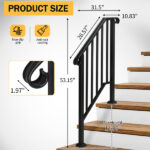 [Same Code 55022277 82359152]Artisasset Matte Black Outdoor 2-Step Iron Handrail - Image 10