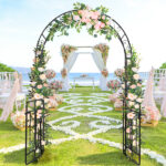134.5*58.5*213cm Arc Roof Double Layer With Door Wrought Iron Iron Arch Courtyard Black - Image 12