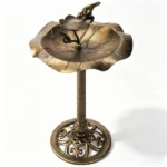 50*50*86cm Ancient Bronze Resin Bird Bath With Lotus Edge & Feeder Tray - Image 10