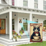 CIFbuy Vintage Cat Coffee Metal Sign 8x12 Inch, Retro" Tuxedo Cat Chef Hat Wall Art, Durable 2D Flat Iron Plaque, 2D Flat Iron Plaque, Playful Kitchen Decor Inch, RetrikTok, Inch, RetrikTok, t Self-pickup Logiopics - Image 3