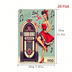 CIFbuy Vintage 1950s Pin-Up Girl Jukebox Metal Sign 8x12 Inch Retro Lost In The 50s Music Wall Decor Durable Iron Art For Home Bar Cafe TikTok, TikTok, 50s Self-pickup Logiopics - Image 3