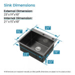 Stainless Steel Kitchen Sink, 23″x19″ Single Bowl, Overmount Handmade Sink in Black, with US Standard Drain and Hook[Unable ship on weekends, TK/TEMU only for pickup, only TX10643 warehouse supports GOFO] - Image 8