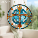 CIFbuy Vibrant Color Acrylic Sunflower Cross Jesus Suncatcher Wall Hanging Easy to Hang Gift (TikTok, temu pick-up service) - Image 5