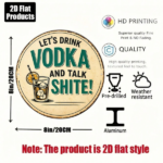 CIFbuy Vintage "Let's Vodka and Chat" Round Sign, "Let's Vodka and Chat" Vodka and Chat" Round Sign, Chat" Round Sign, 8x8in 2D Flat Decorative Plaque TikTok, TikTok, temu emu Self-pickup Logiaqics - Image 7