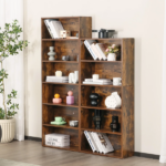 5-Tier Bookshelves with Adjustable Shelves, Floor Standing Bookcase for Home & Office Storage, Rustic Brown (Shipment from Walmart) - Image 6