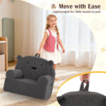 Bear-Shaped Kids Sofa, Teddy Fleece Foam Chair for Toddlers 3+, Portable Bear-Shaped Couch (Gray) - Image 4