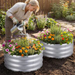 Round Galvanized Steel Raised Garden Bed 24×24×11.5 In Outdoor Planter for Vegetables Herbs Flowers - Image 8