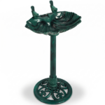 50*36*81cm Dark Green Resin Bird Bath With Shell Edge & 1.4W Solar Fountain