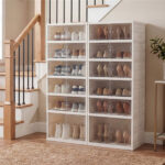 6-Tier Foldable Shoe Rack with Clear Doors, No-Tool Assembly Shoe Storage Organizer for Entryway Closet - Image 3