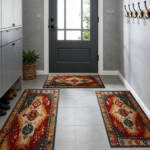 Three-piece kitchen rug set, non-slip and washable, abstract pattern kitchen hallway rug, soft and comfortable, suitable for sinks, floors, entrances, hallways and bathrooms. - Image 11