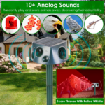Solar & Type-C Rechargeable Animal Repeller - 3 Modes Ultrasonic+Buzzer+Vibration, IP66 Waterproof, 2200mAh Battery, Repels Moles Bats Squirrels Birds for Yard Garden Farm - Image 9