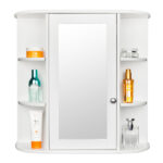 3-tier Single Door Mirror Indoor Bathroom Wall Mounted Cabinet Shelf White - Image 11