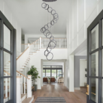 20 Ring High Ceiling Chandelier Foyer, Black Modern LED Large Staircase Long Chandeliers Light Fixture with Remote for Entryway Living Room - Image 7