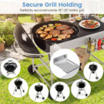 Outdoor Grill Cart for 18-22 Inch Kettle Grills, Metal BBQ Stand with Lid Holder & Storage Rack - Image 8