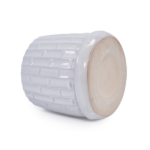 Handmade White Glazed Ceramic Planter Set of 2, 6" & 8" Diameter, Bamboo-like Pattern, for Orchids Indoor/Outdoor Shelf and Table Use, Breathable Clay - Image 3