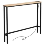 Same Code 71691605 39.4" Narrow Console Sofa Table with Power Outlets and USB Ports, Skinny Couch Table with Metal Frame and Charge Station with 4.9ft Extension Cord, Oak - Image 2