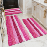 Three-piece kitchen rug set, non-slip and washable, abstract pattern kitchen hallway rug, soft and comfortable, suitable for sinks, floors, entrances, hallways and bathrooms.