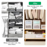 4Pcs Foldable Closet Storage Bins,16.14x10.82x6.49in Closet Storage Baskets with Clear Window, Washable Linen Fabric Storage Baskets for Clothes Organization or Bedroom Kitchen Basement,Clothes Toys Snacks Tools - Image 4