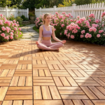 27 PCS Natural Acacia Wood Interlocking Deck Tiles, 12"×12" Waterproof Anti‑Slip Outdoor Flooring with PP Drainage Base for Patio Balcony Bathroom - Image 8