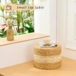 Handmade Woven Foot Stool Natural Water Hyacinth Ottoman for Home Decor & Seating White - Image 4