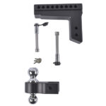 Fits 2.5" Receiver Aluminum Trailer Hitch Adjustable 8" Drop/Rise 2" & 2-5/16" Balls 18500LBS w/2 Locks - Image 6