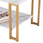 Same Code 35647920 (106 x 50 x 48cm) Simple Double-layer Golden Iron Pipe Marble PVC Coffee Table Rectangular - Image 6