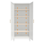 71'' 2 Shapely Doors Cabinet, Metal Storage Cabinet with Doors and Adjustable Shelves, for Bedroom, Living Room, Kitchen(White)-Does not support self pick up - Image 11