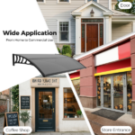 Awning for Door Entrance with Drainage Sink, 40x48 Inch Window Canopy Exterior, UV Rain Snow Protection for House Porch Patio Deck, Black Bracket & Brown Board - Image 7