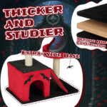 26" Gothic Cat Tree, Cat Tower with Spacious Cat Condo, 2 Padded Perches, Spider Toy, Scratching Posts, Scratching Ladder for Large Cats, Red & Black - Image 9