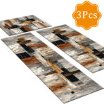 Three-piece kitchen rug set, non-slip and washable, abstract pattern kitchen hallway rug, soft and comfortable, suitable for sinks, floors, entrances, hallways and bathrooms. - Image 2
