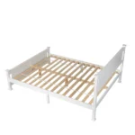 Queen Single Bunk Bed Painted + Melamine Veneer & Pine + MDF Bed Frame Vertical Striped Decorative Bed Frame 63.78*83.46*37.8in White - Image 23