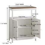 Modern Storage Cabinet with Double Doors, Free-Standing Bathroom Cabinet with Adjustable Shelf and Natural Wood Top, Multi-Purpose Organizer for Kitchen, Living Room, Bathroom or Entryway – White - Image 16