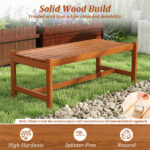 44" Teak Oil Hardwood Backless Outdoor Bench, 530 LBS Load Capacity Patio Dining Bench - Image 7