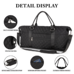 Travel Duffel Bag for Women, Large Overnight Weekender with Adjustable Strap, Wet Pocket, Carry On Sports Tote, Hospital Bag-Black - Image 4
