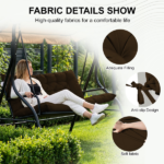 Outdoor Swing Cushions 70 Inch, Waterproof 4" Thick Porch Swing Cushion Replacement with Backrest and Ties, Comfortable 2-3 Seat Pation Swing Pad for Backyard, Garden, Lawn, Outdoor Furniture coffee - Image 5