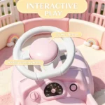 Foot-to-Floor Sliding Car for 18-36 Months, Pink Toddler Ride-On Toy with Horn & Anti-Over-Backwards Safety - Image 4