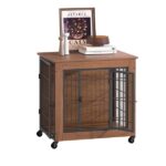 27.2" Dog Crate Furniture with Wheels for Small Dogs, Heavy Duty Dog Kennel Indoor with 2 Doors, Wooden Pet Cage End Table, Double-Doors Sturdy Metal Dog Cage for Anxiety Dog - Image 20