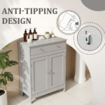 Gray particleboard with melamine veneer, 60*30*80cm, double doors, single drawer, bathroom vanity - Image 12
