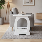 Side Table with Storage, Nightstand End Table for Small Spaces, Modern Arch Design Bedside Table for Indoor Outdoor, White - Image 9