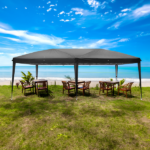 10'x20' Instant Pop Up Canopy Tent Black, 6 Panels 2 Doors 4 Mesh Windows, 28/22mm Powder Coated Steel Frame, 10x20mm Crossbar, 210D Oxford Folding Outdoor Tent with Carry Bag No Sandbags - Image 33